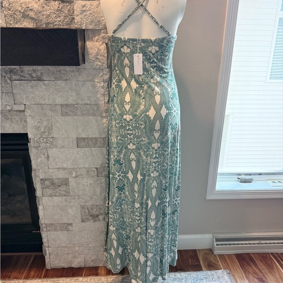Lascana Pure Selection Teal Paisley Maxi Slip Dress Size 38 (US M) NWT - Picture 2 of 8